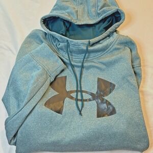 Under‎ Armour Loose Coldgear Men's 2XL Green Pullover Hoodie Polyester High Neck